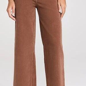 NWT DL1961 Hepburn Rust Brown Wide Leg High Rise Corduroy Jeans Sz 24 MSRP $298